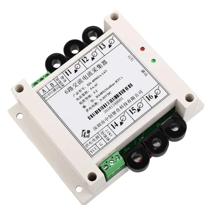 2025 hot sale 6 Perforated AC Power Measurement 24-bit 30A High Speed Current Frequency RS485 Modbus-RTU