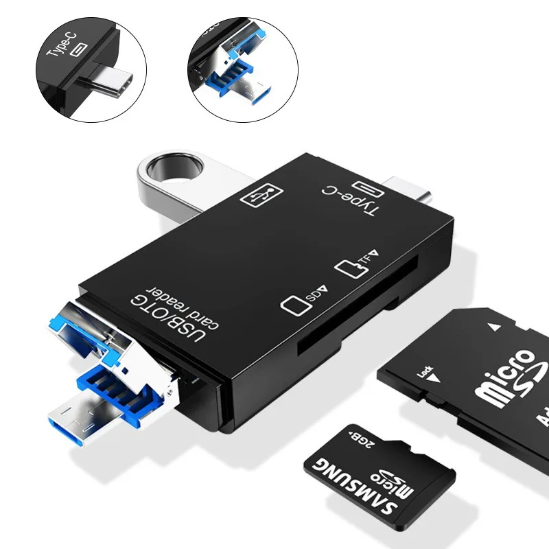 USB 3.0 & Type C OTG Card Reader, Multi-function Reader for Android Phone PC, Supports SD TF Cards & USB Flash Drives