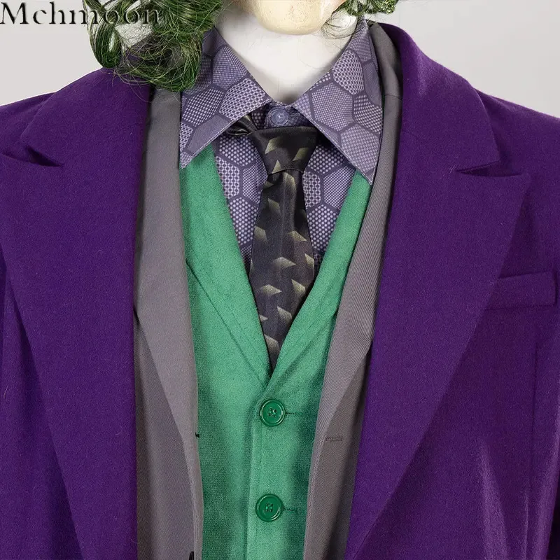 25cosadult homem bat cosplay homem roxo coringa cosplay traje de lã longo trench coat personalizável máscara de halloween ledger cosplay s