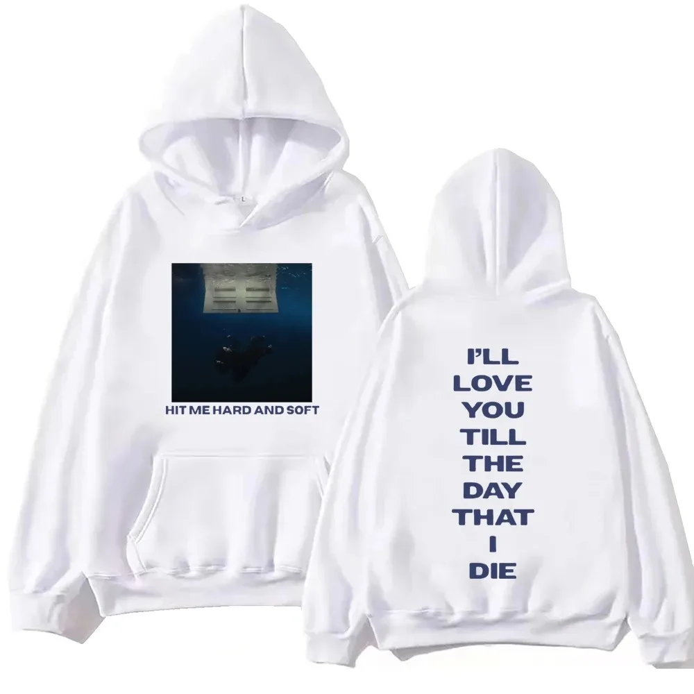 Hoodie for Men Billie Hit Me Hard and Soft 2024 Tour Hoodies Harajuku Hip Hop Pullover Tops Fans Gift Street Sweatshirt Clothing