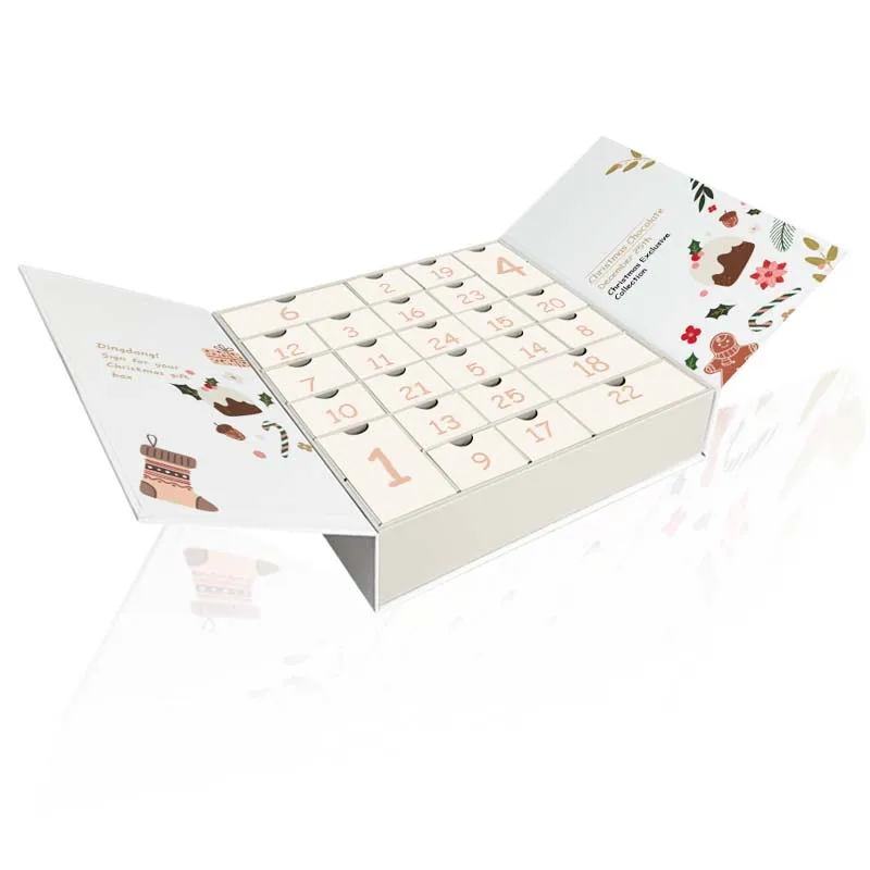 202524 Day White Blank Packaging Paper Low Moq Christmas Advent Calendar Chocolate Gift Box