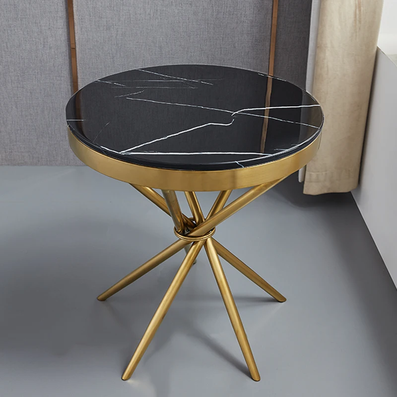 Luxury Modern Metal Marble Corner Coffee Table Round Small Console Tea Side Table For Living Room Leisure Center