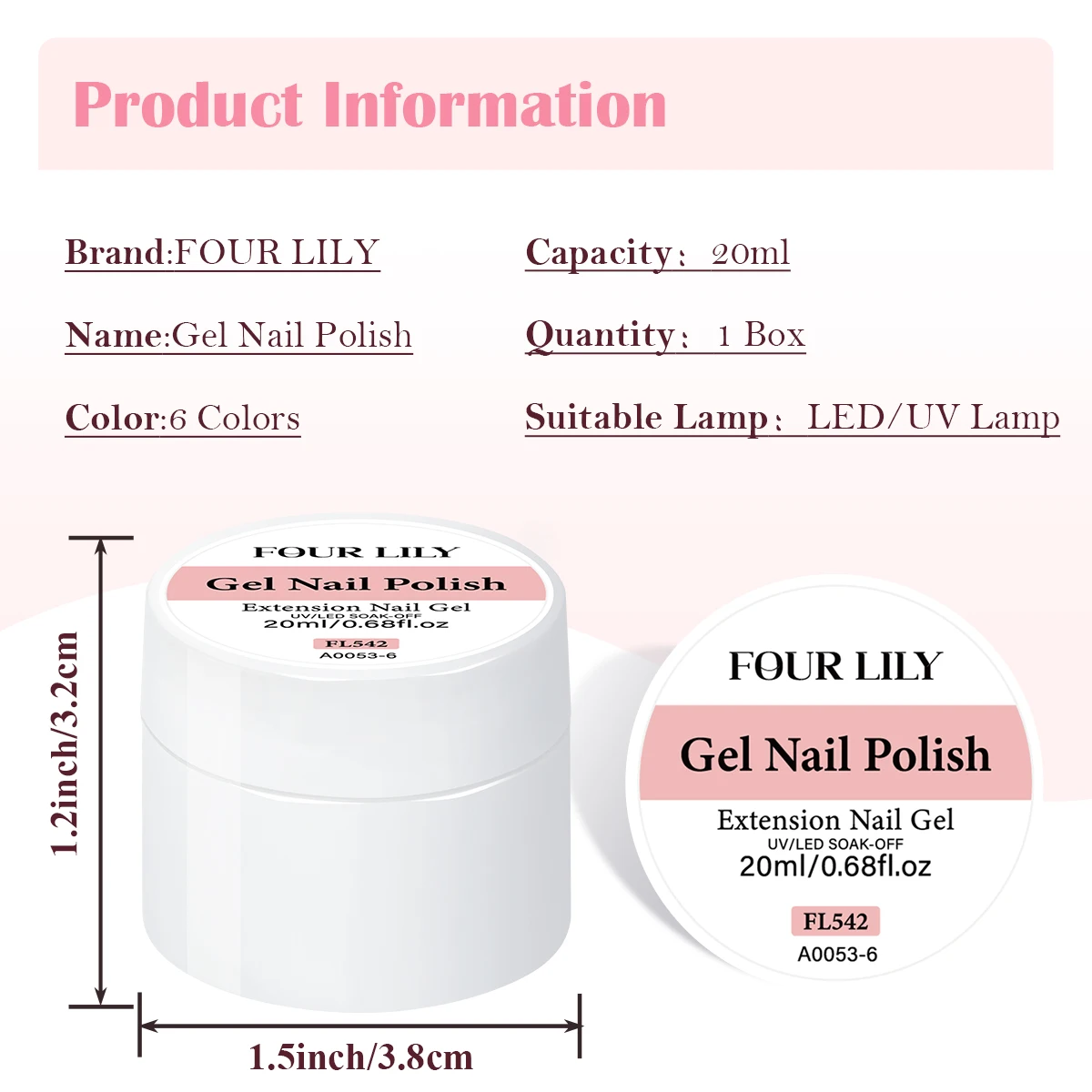 أربعة زنبق 20 مللي منشئ جيل للأظافر الأبيض عارية الوردي وصلات لإطالة الأظافر هلام متعدد الوظائف مسمار الفن هلام البولندية نقع قبالة UV لصالون DIY بها بنفسك