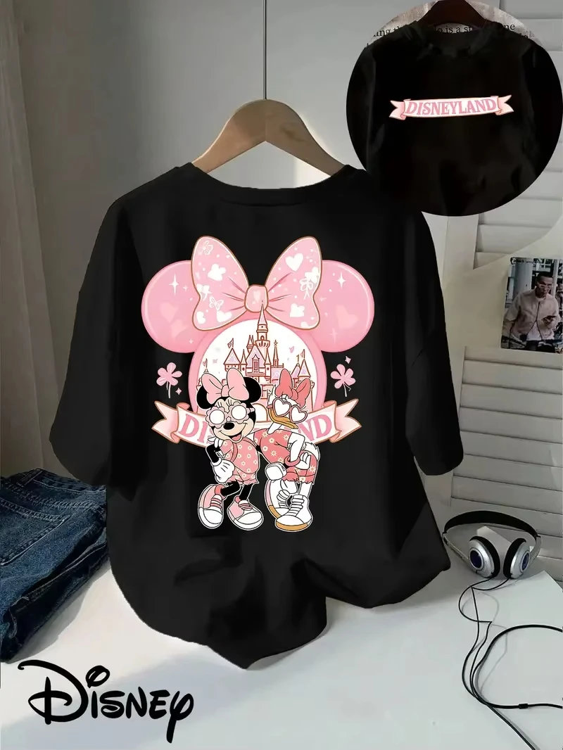 

Новая детская футболка Disney 2026 с изображением Минни Мауса — повседневный хлопковый топ большого размера для мужчин и женщин — повседневный стиль