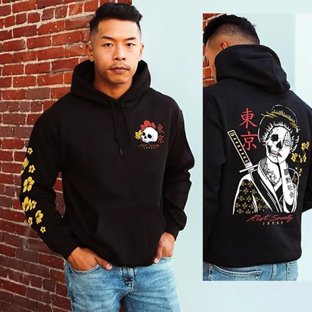 Men's fashion brand printed cotton hoodie personalized street pullover hoodie outdoor sports shirt running clothes