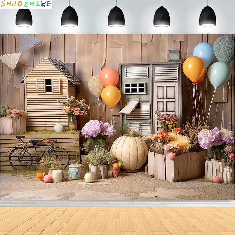 

Baby Shower Happy Birthday Party Photography Backdrops Newborn Kids Air Balloon Princess Tropical Jungle Photo Background BB-28