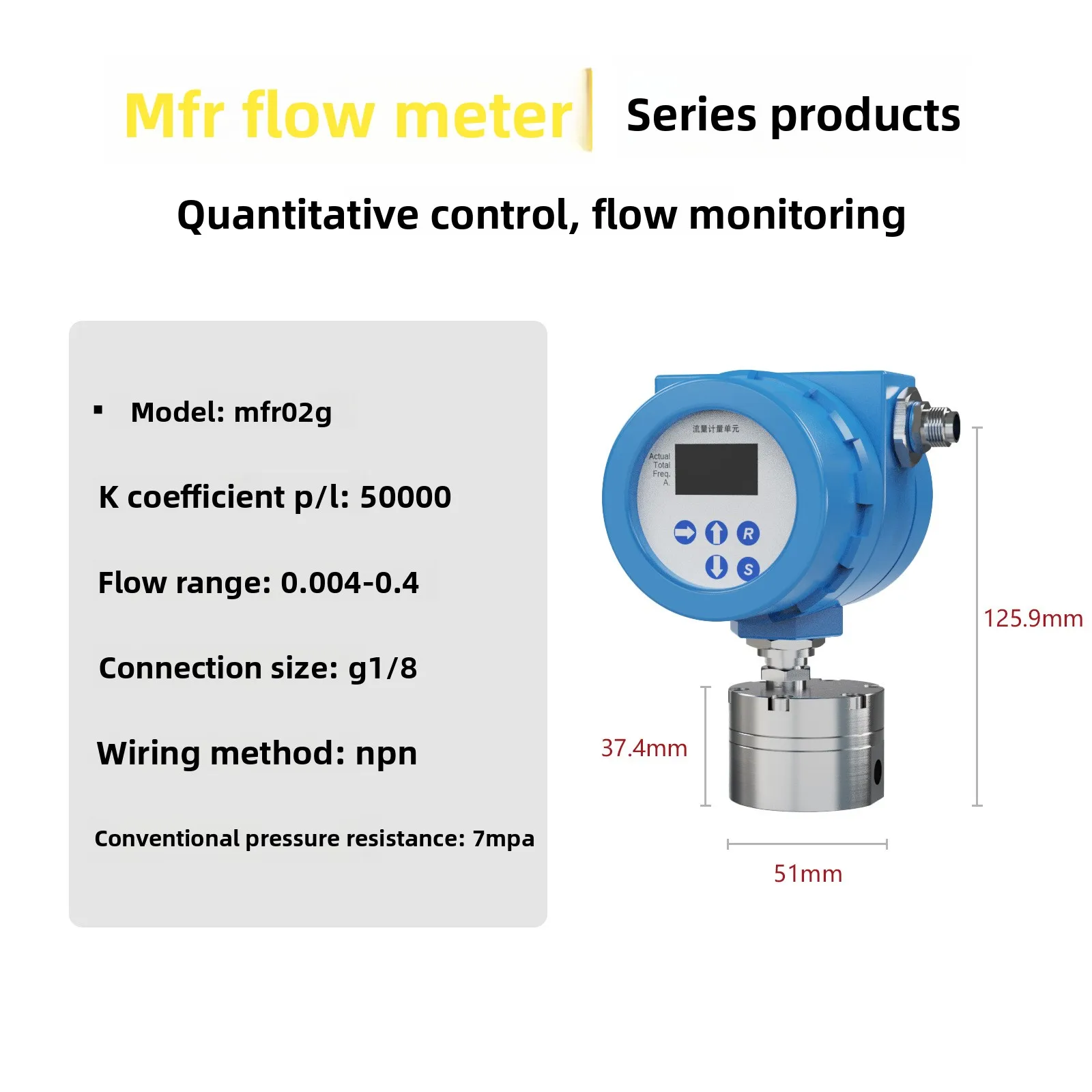 Liquid Flow Sensor Stainless Steel 316L Material Pulse Output Volumetric