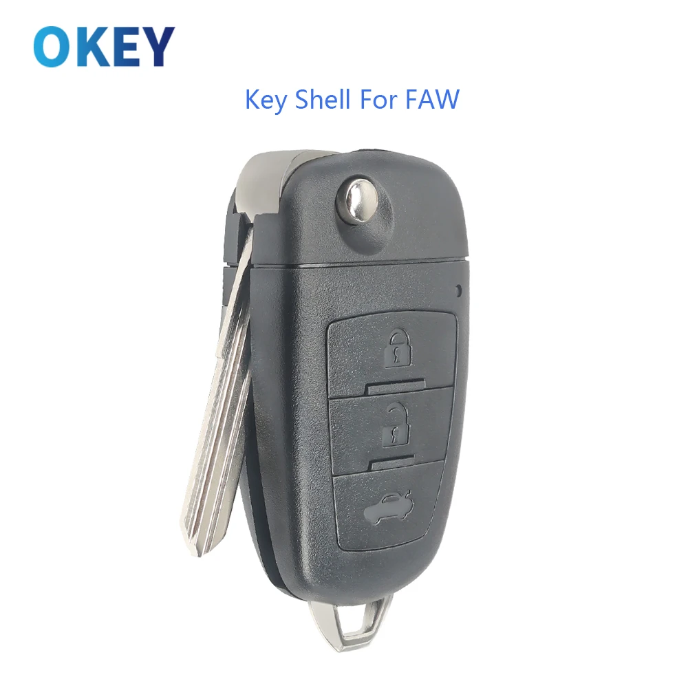 Okey Flip Remote Car Key Shell Replacement Case For FAW Pentium Series X40 X80 3 Button Key Cover