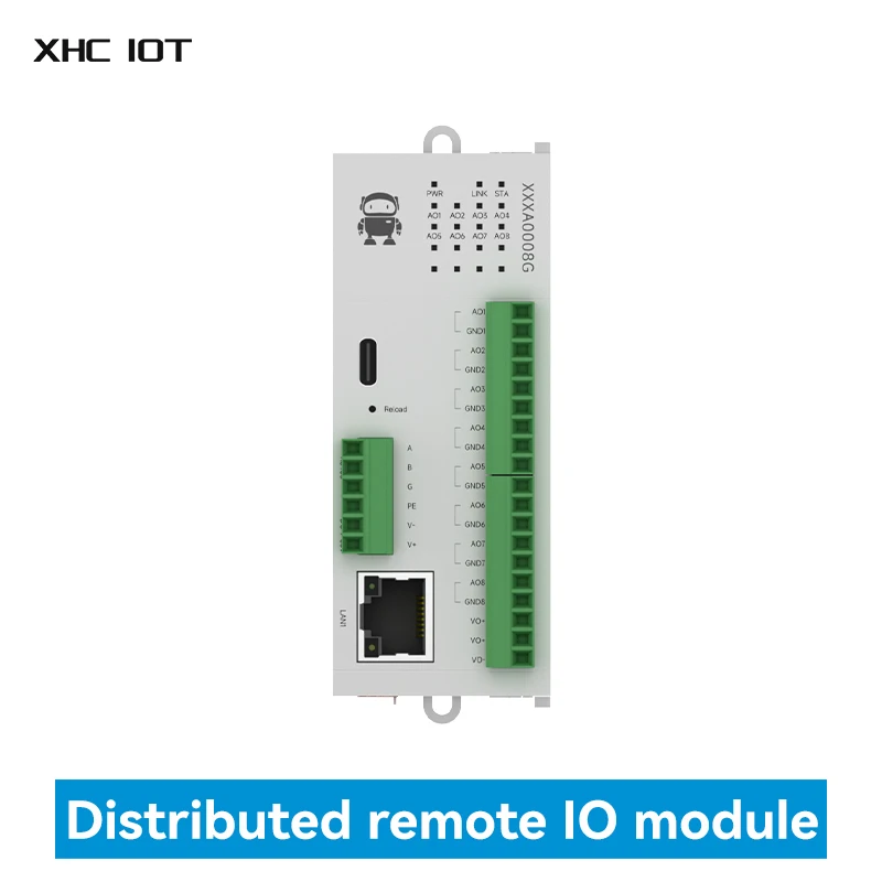 8AO Distributed Remote IO Module Host Module XHCIOT M31-XXXA0008G Modbus TCP/RTU LED Indicator Analog Switch Acquisition