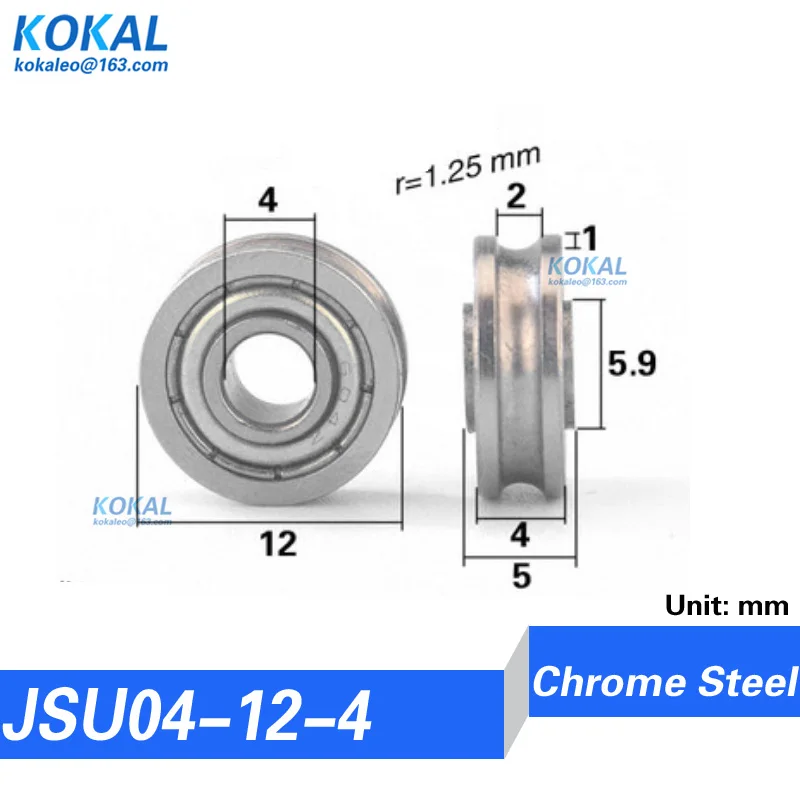 low noise U Groove metal steel deep groove ball bearing roller V Groove type track inner dia 4mm pulley wheel 0422 0416 4*22*6.5