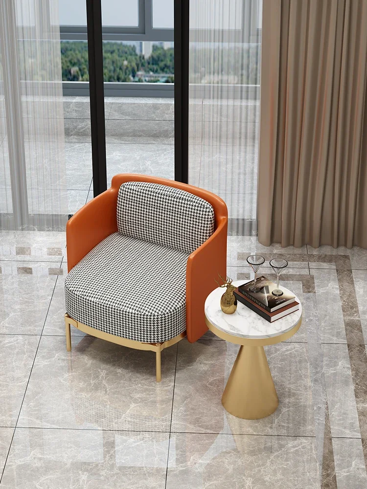 

Houndstooth leather sofa combination single sofa chair Nordic minimalist living room backrest leisure tiger chair
