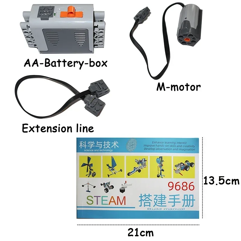Piezas técnicas de ladrillo MOC 9686, herramientas de enseñanza de punción eléctrica de bloques de construcción de aprendizaje para estudiantes de escuela educativa multitecnología