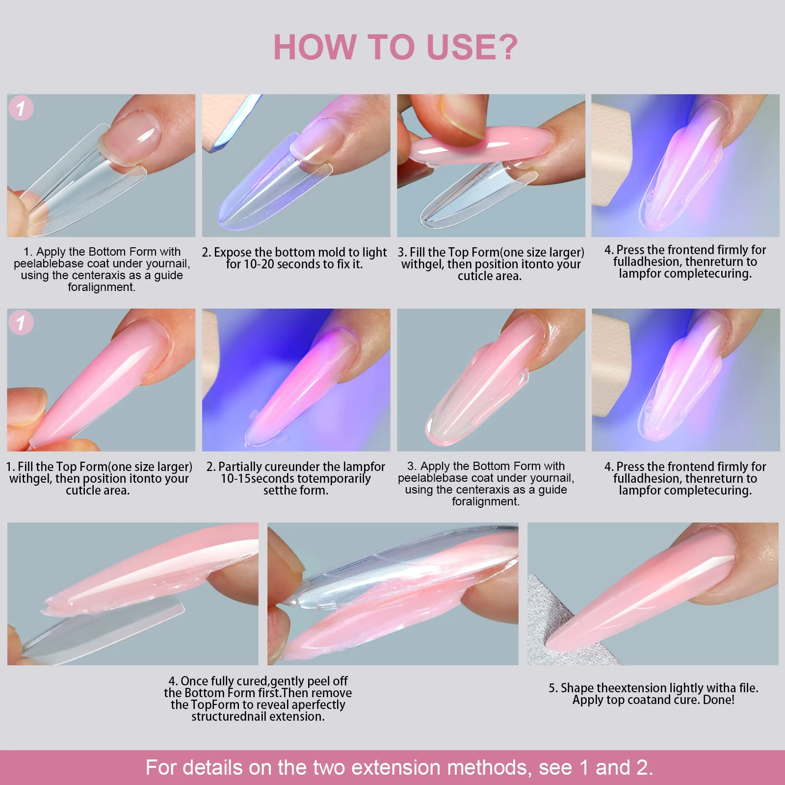 256 stuks Sandwich Nail Dual Forms Nagelverlengingsmal, nagelvormpjes voor gelnagels, doodskistvormige, amandelvormige boven- en ondernagelvormen, manicure, 16 maten_voghion.com