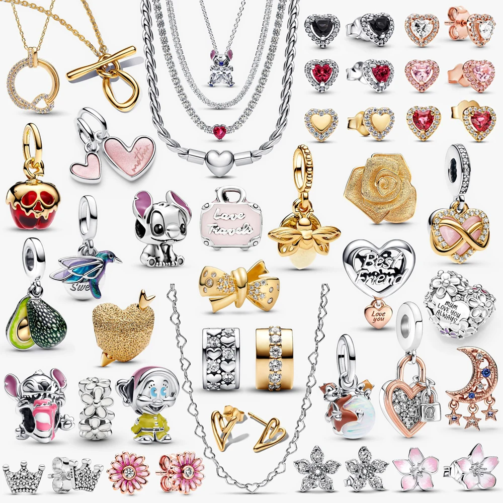 

2026 New 925 Silver Love Eternal Lucky Firefly Apple Poker Card Family Star Moon Bead Pendant DIY Exquisite Charm Jewelry Gift