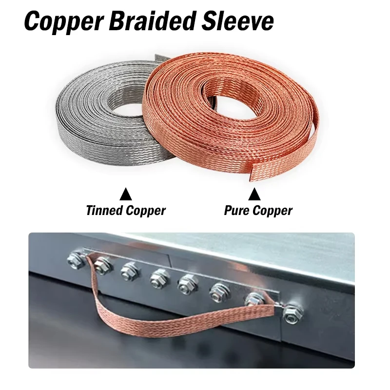 2M/5M Tinned Plating Copper Braided Sleeve 2mm ~ 30mm Expandable Metal Sheath Screening Signal Wire Cable Shielded