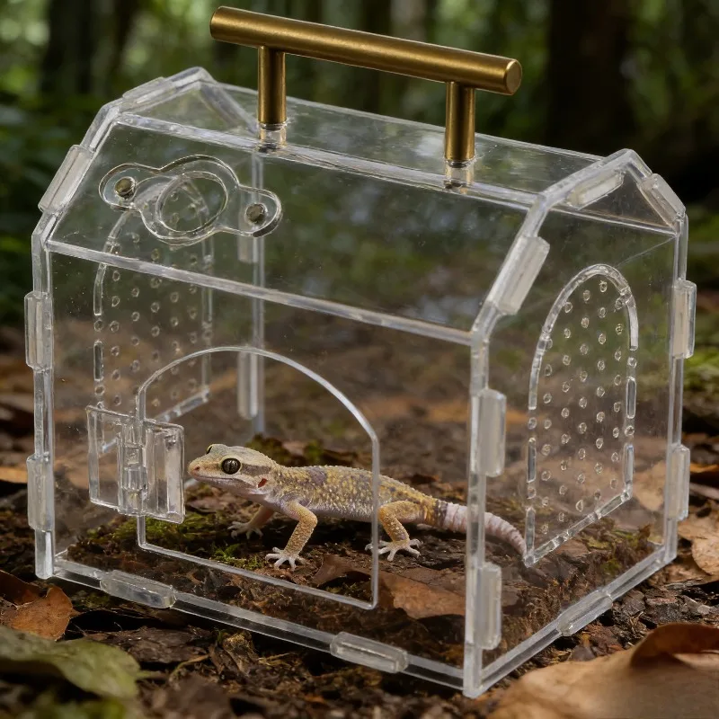 

Transparent Acrylic Portable Assembled Reptile Tank Breeding Box for Hermit Crab Gecko Small Reptiles Pet Habitat Terrarium