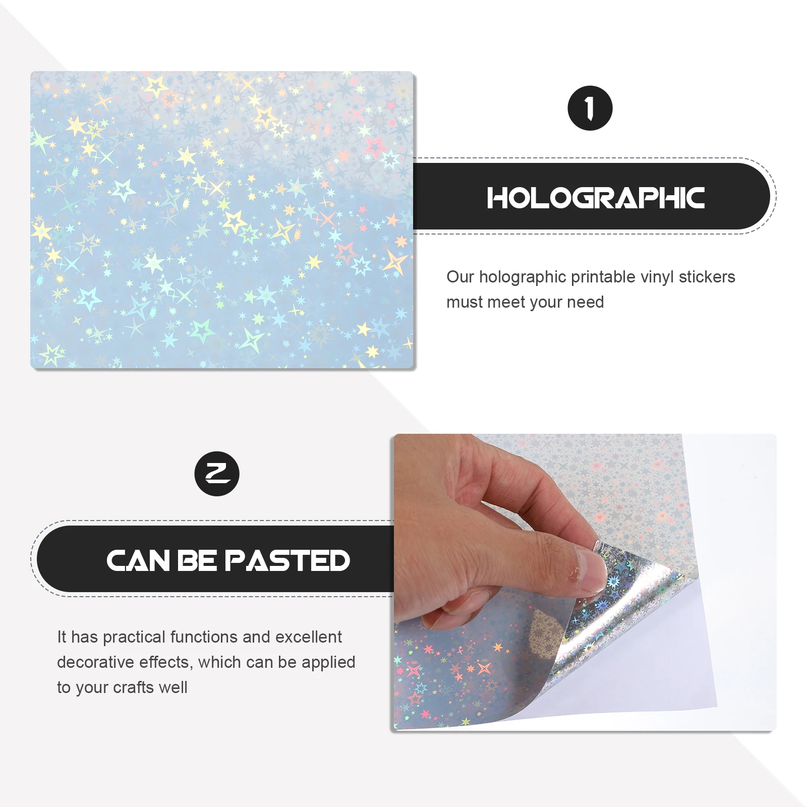 

20 Sheets Vinyl Stickers Self-adhesive Decals Window Holographic Film Car Sturdy Paper Aluminum Coating Waterproof