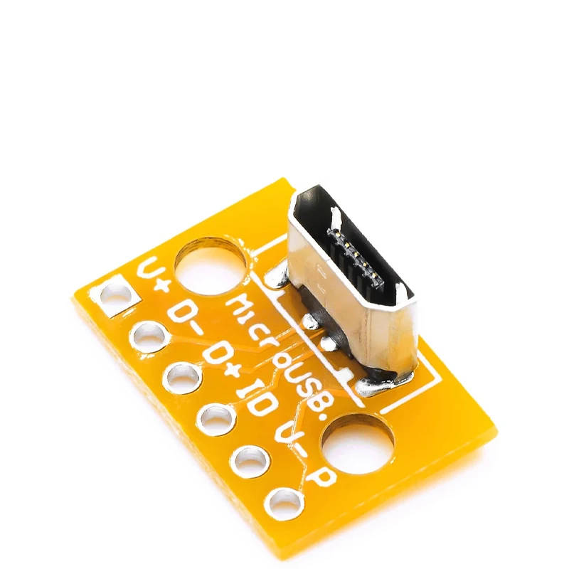 5pcs Vertical Micro USB Female Head A Connector 2.54mm PCB Converter Adapter Breakout Board 180 Degree Vertical