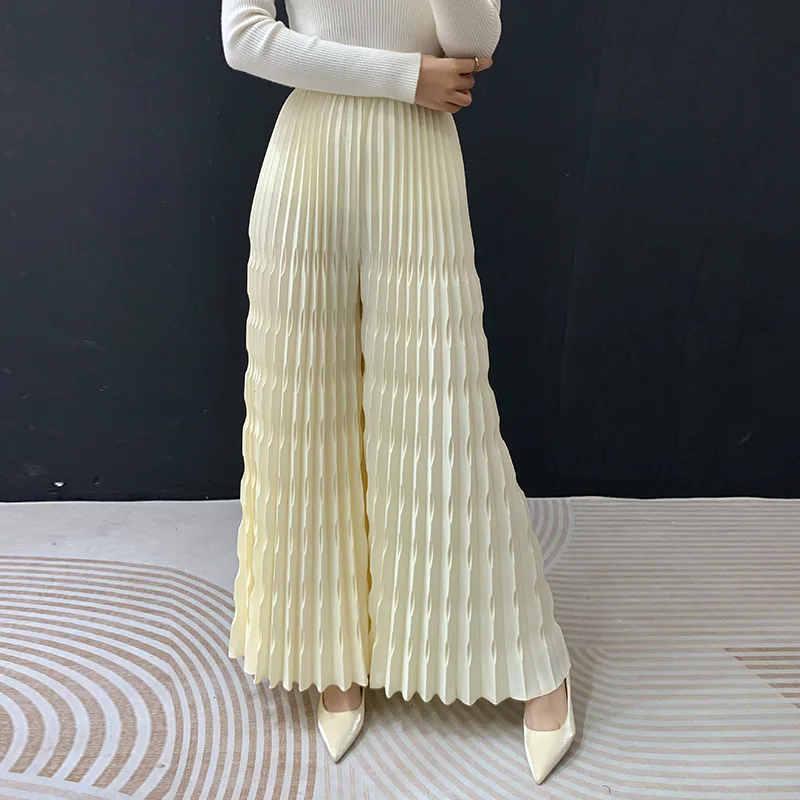 مياكي طيات 2026 الربيع والصيف جديد عالية الخصر واسعة أرجل السراويل الإناث مائة فضفاضة ساحات كبيرة عالية الخصر بنطلون #4