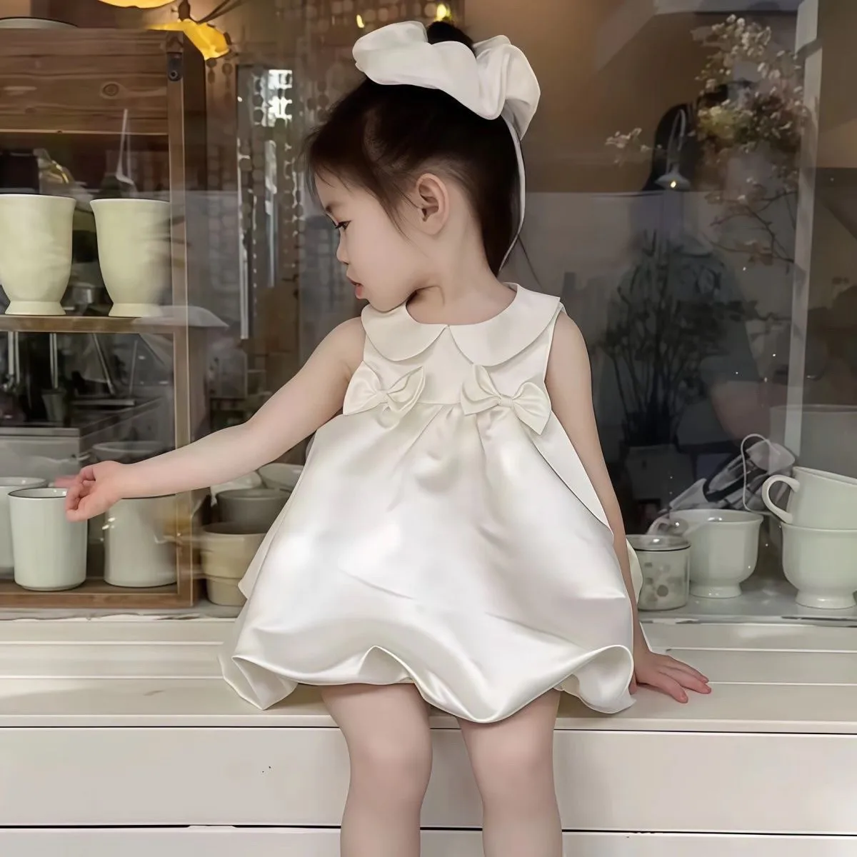 فستان صيفي للفتيات 2025 نمط جديد للأطفال فستان عيد ميلاد راقي فستان الأميرة فستان بدون أكمام للفتيات #3