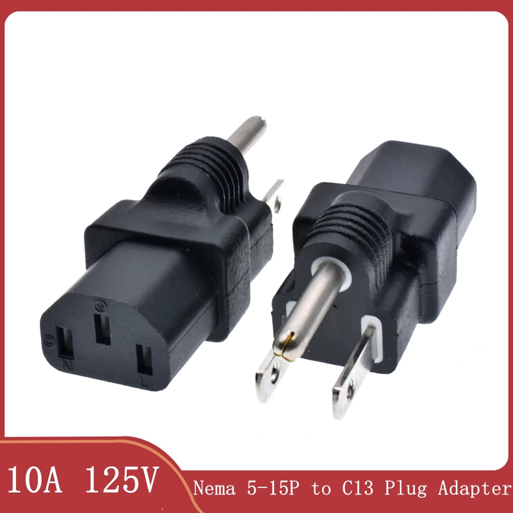 PDU UPS Power Adapter American Plug Converter, Nema 5-15P MALE TO IEC 320 C13 Female Adapter. 5-15P TO C13