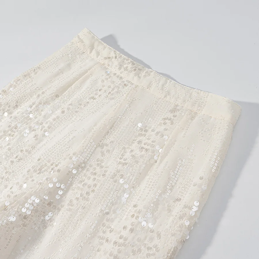 Lantejoulas brilhantes cor sólida calças retas conjunto de duas peças terno perspectiva calças roupa feminina lapela glitter solto casaco