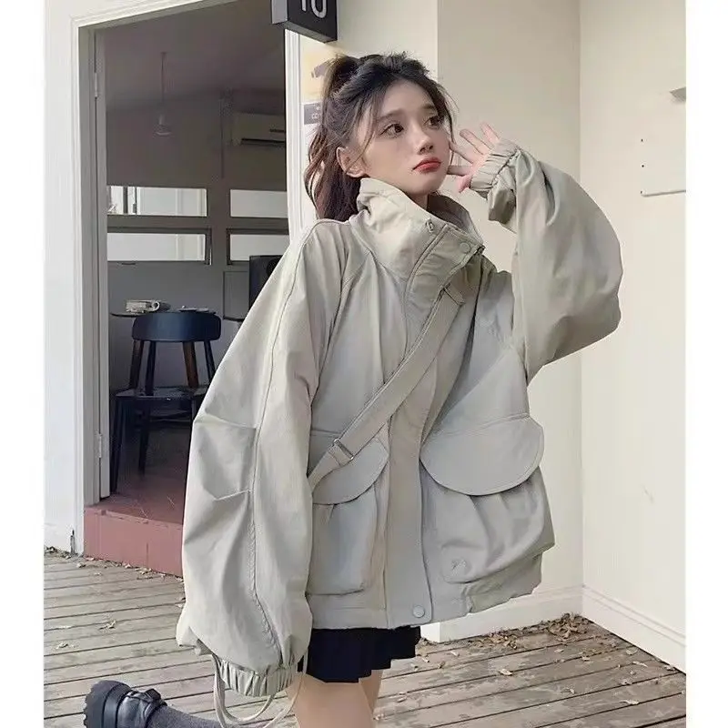 Female Korean Fitting Casual Time American Style Assault Jackets Women's Spring Autumn 2025 New Zipper Workwear Windbreaker Coat