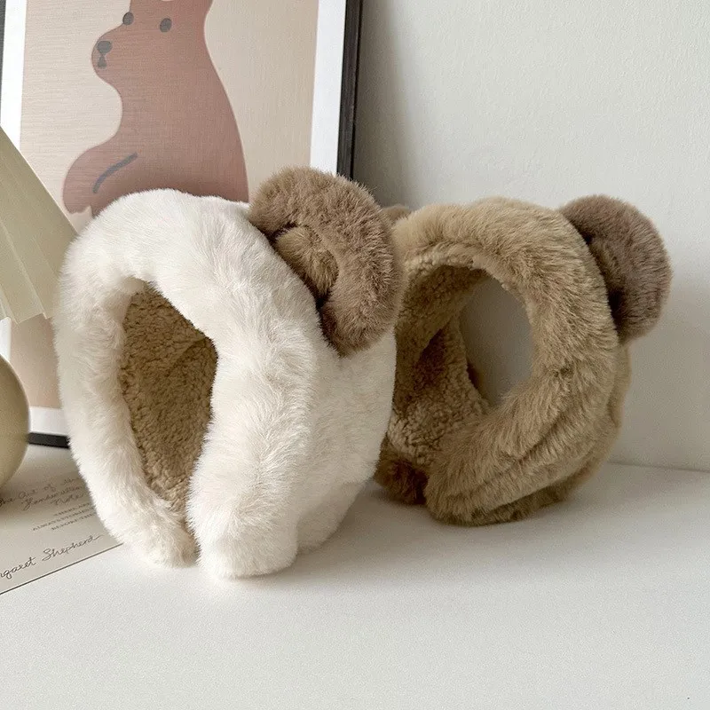 かわいいクマのイヤーマフ、厚手で暖かい女性用耳カバー、ファッショナブルな冬用アクセサリー、居心地の良いイヤーパッド、ノーブランド、中国製