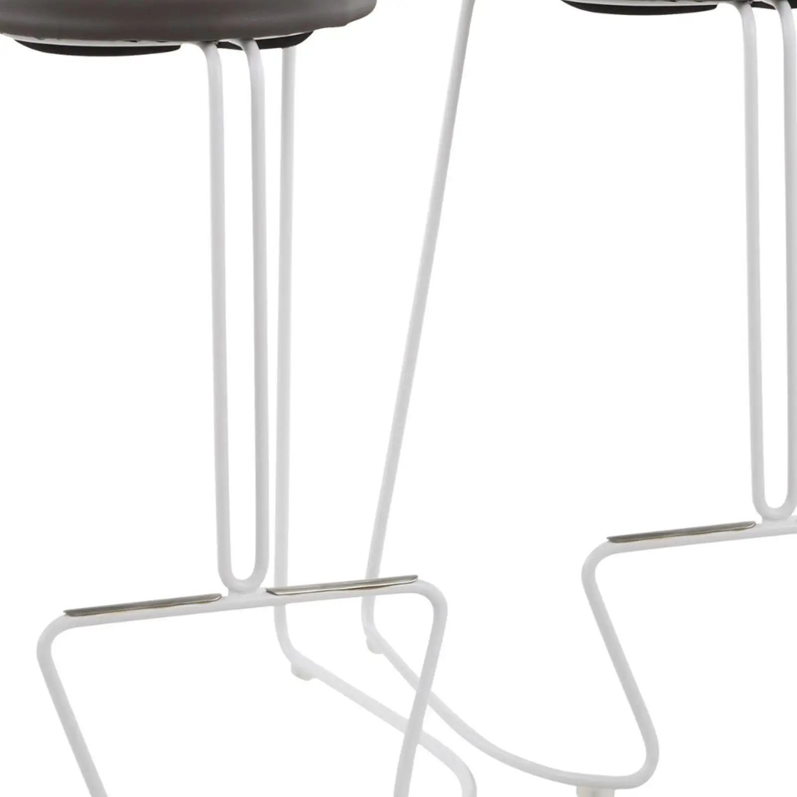 Tabouret de comptoir contemporain en acier blanc et simili cuir gris par