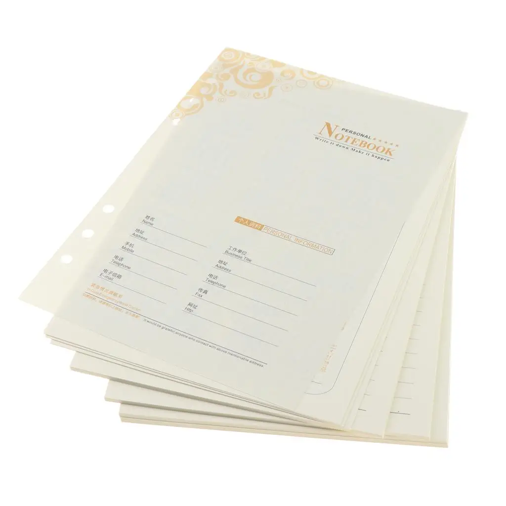 2xA5 6-кольцевая переплетная/Планировщик заправляемая бумага для Filofax, 6 отверстий, Крафтовая бумага