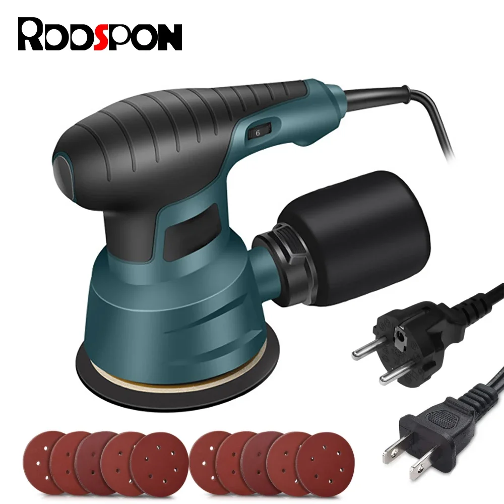 300W Electric Sander Machine Random Orbital Polisher 110V&220V Variable Speed Sander with 125mm Sandpaper Car Polishing Machine