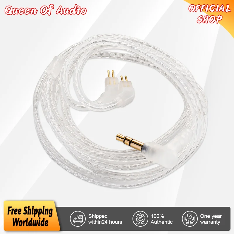 Kinera Celest Icelis Earphone Cable 0.78 2pin Headphone Wire Headset Accessories 3.5mm Plug IEM Oxygen-free Copper Silver Plated