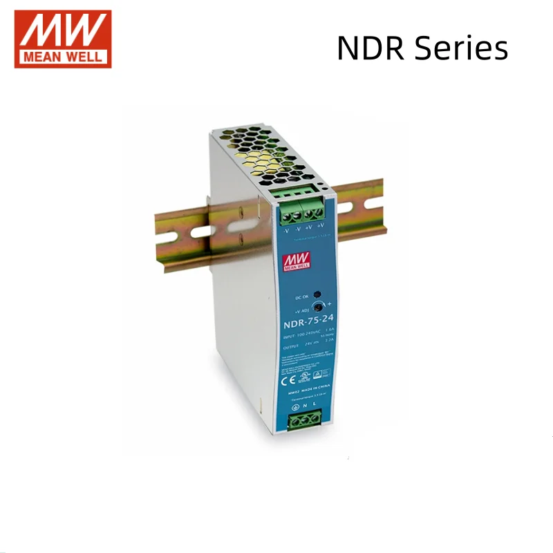 

Mean Well NDR Series Industrial DIN-rail Power Supply With Single Output 75W120W 240W 480W 90-264VAC Switching Power Supply