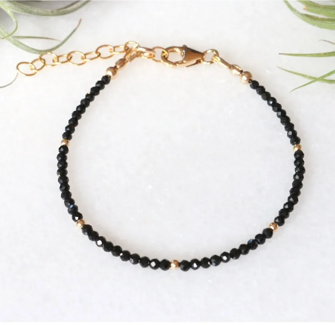 Black Spinel| Golden Filled Bracelet