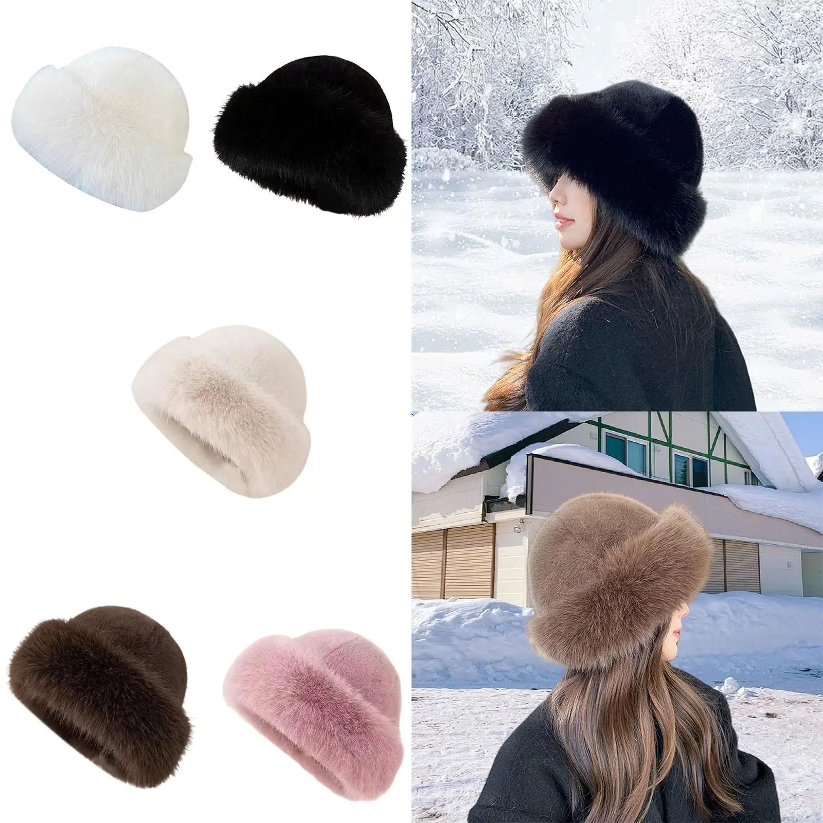 Winter Faux Fur Hat for Women Y2K Cossack Hat Russian Hat for Travel Camping