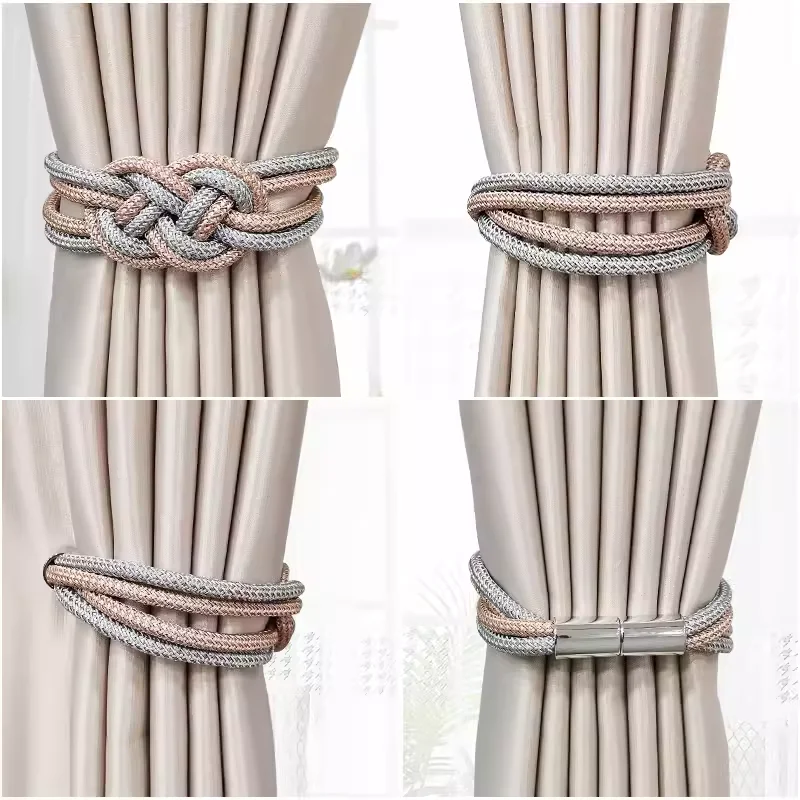 1 Pcs Light Luxury High-End Creative Magnetic Curtain Buckle Closed Color Collocation Design Bedroom Chinese Knot Tie Rope Decor