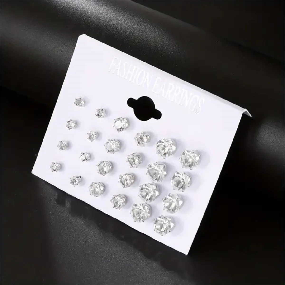 12 Pairs Set Stainless Steel Stud Earrings with Gemstone Buds Round Earrings Unisex image 5