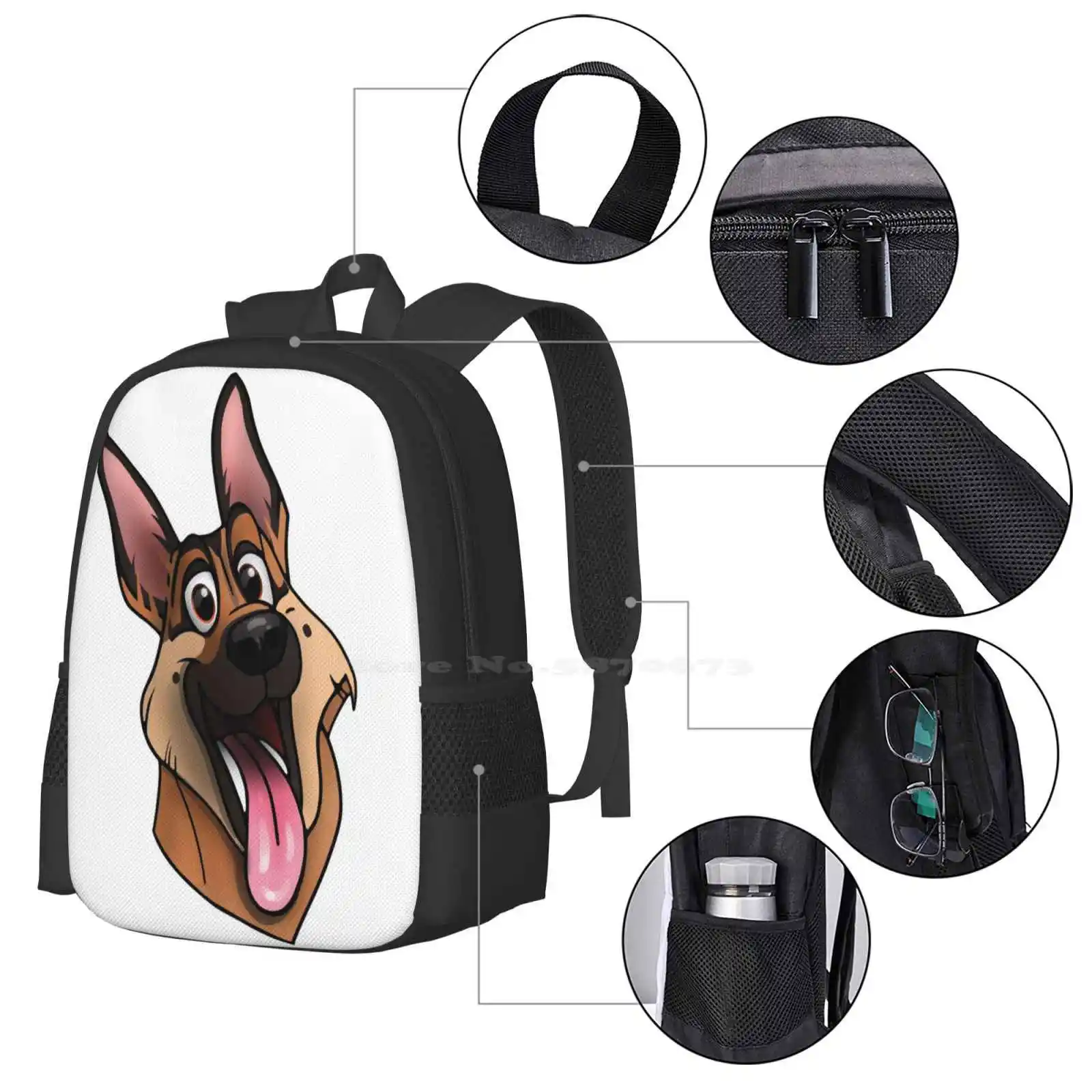 Mochila De Pastor Alemán para cachorros, bolsa de moda, Pastor Alemán, Shepard, Sheperd, Gsdmoji Dogs, dibujos animados bonitos, gran oferta