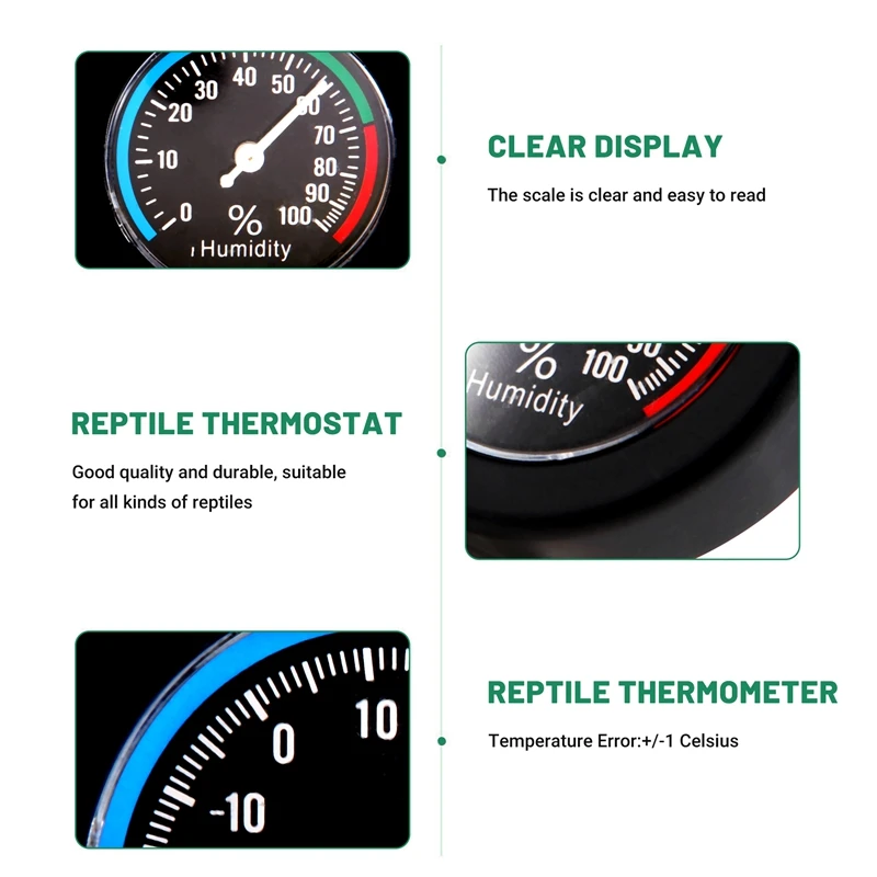 Réptil Tanque Termômetro e Higrômetro, Temperatura e Umidade Monitor para Vivarium Terrarium