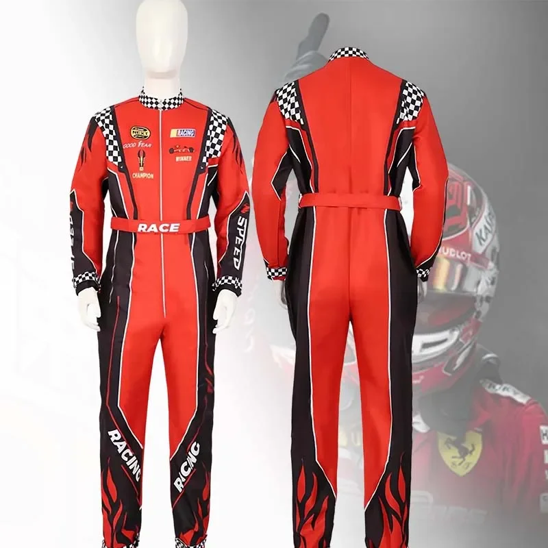 Ragazzo Racer Costume Cosplay Rosso Classico di Un Pezzo di Formazione Uniforme Da Corsa Vestito Per Bambini Hallo Karting Jersey Vestiti Per Adulti Bambini R