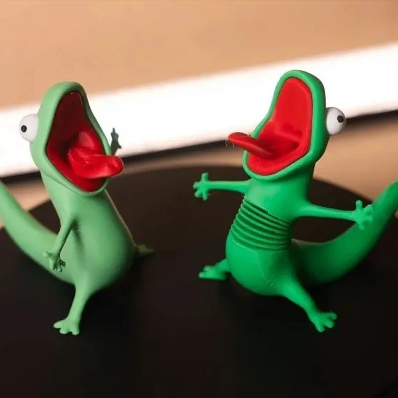 New 3D Printed Cute Green Lizard Ornament Creative Desktop Decoration For For Kids Adults Gift