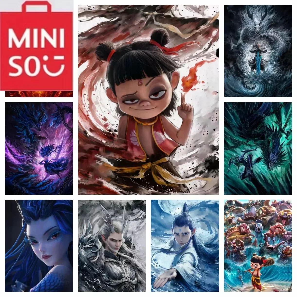

MINISO китайский фильм Nezha Conquers The Dragon King персонажи мультфильмов алмазная живопись вышивка крестиком подарок ремесла Декор DIY Art