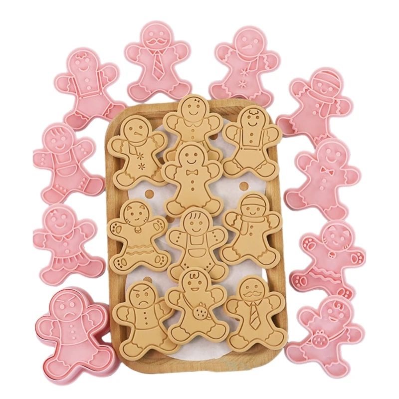 11Pcs/set Christmas Cookie Cutters Gingerbread Man Biscuit Mold Stamp DIY Cake Decoration Tools New Year Party Baking Navidad