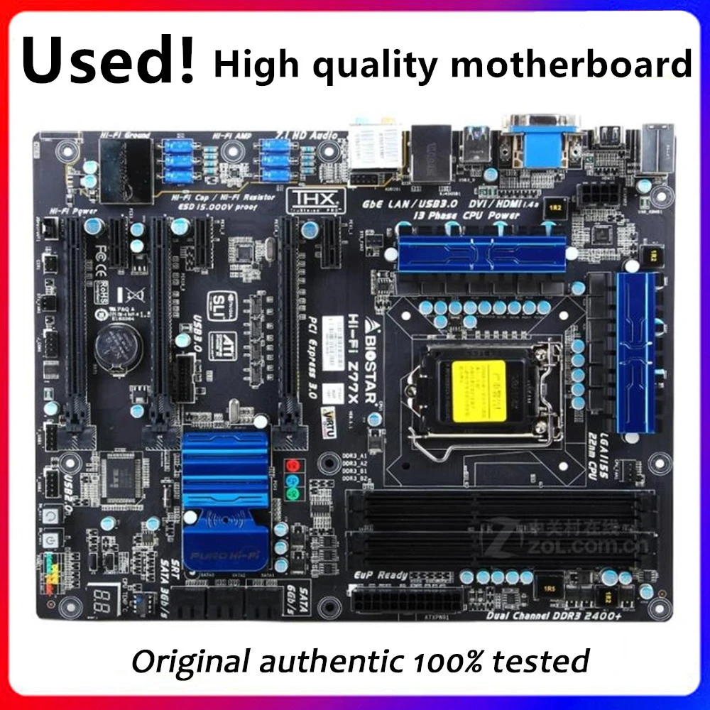 

For Biostar Hi-Fi Z77X Computer Motherboard LGA 1155 DDR3 For Intel Z77 Z77M Original Desktop Used Mainboard