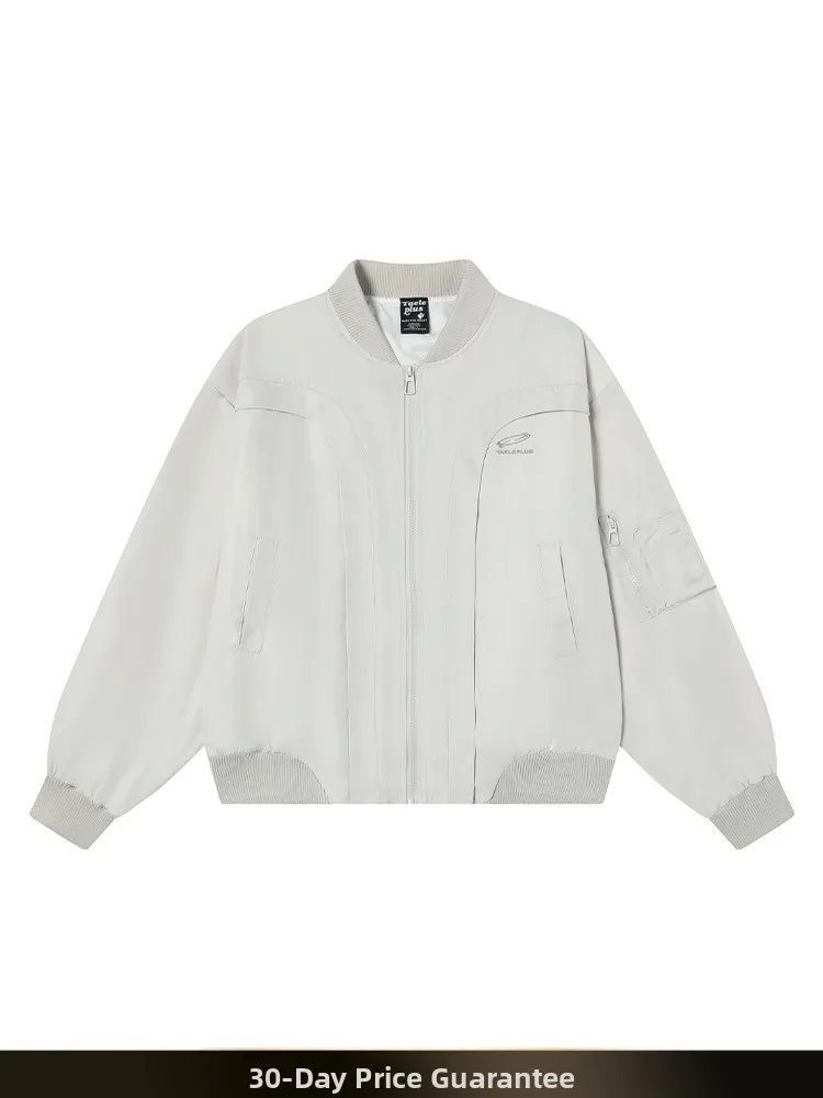 

American Retro Arc Deconstructed Patchwork Baseball Jaet Spring Street Pure Color Simple Pilot Coat Youth ular Loose Fit