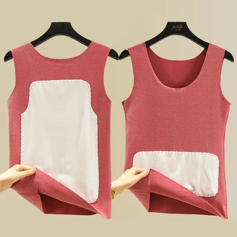Women's Thermal Double-Faced Fleece Vest Thickened Fleece Lined Inner Wear Dervo Vest  Color Commute Style plus Size