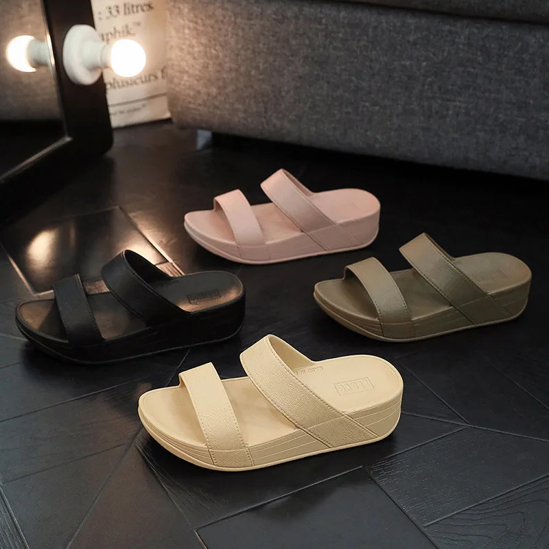 

Женские тапочки на толстой подошве с наклонным каблуком, удобные уличные сандалии на плоской подошве, дышащие повседневные туфли с мягкой подошвой, женская летняя обувь.