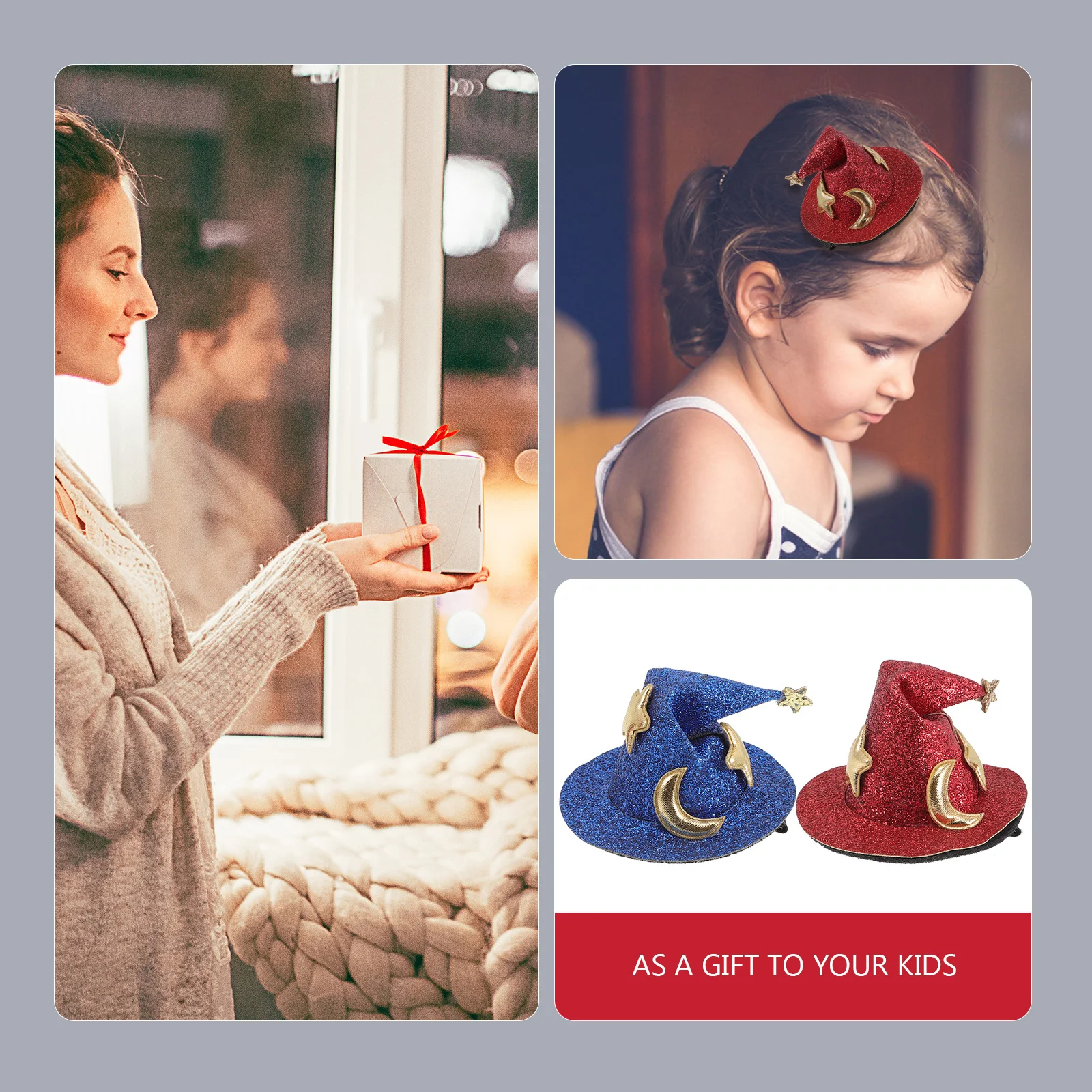 

2Pcs Witch Hat Design Hairpins Halloween Cosplay Props Glitter Accessories Halloween Hairpin Witch Hat Hairpins