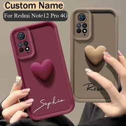 For Xiaomi Redmi Note 12 Pro 4G Personalized Custom Name Case 3D Love Heart Candy Bumper Cover Xiaomi Redmi Note 12 Pro 4G