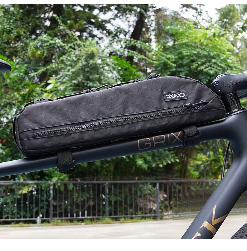 CXWXC Fahrrad-Rahmentasche, 2,4 l, großes Fassungsvermögen, Fahrrad-Unterrohrtasche, dreieckige Tasche, doppelseitiger Reißverschluss mit Bodenbindungssystem – Detail 17